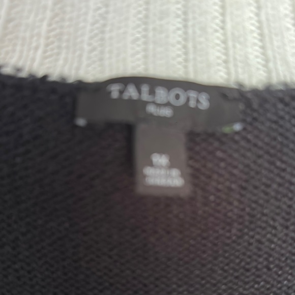 Talbots Black and White V-Neck Sweater - Picture 2 of 3